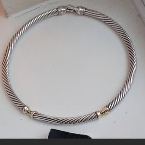 David Yurman Sterling Silver & Gold Cable Choker